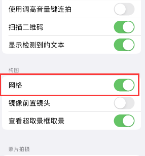 舒兰苹果手机维修网点分享iPhone如何开启九宫格构图功能 